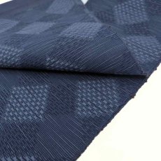 画像7: OLNさんの半幅帯　en coton「格子菱」navy blue (7)